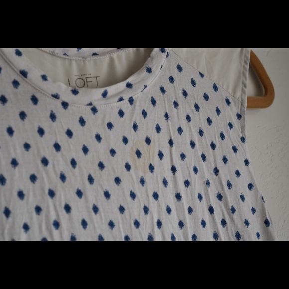 Loft blue polka dot sleeveless top - Picture 3 of 6